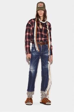 NWT Dsquared2 Dark Crinkle Daisy Wash Boston Jeans IT40/US4 Italy